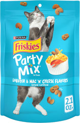 Purina Friskies Cat Treats, Party Mix Lobster & Mac 'N' Cheese Flavors - (Pack of 10) 2.1 oz. Pouches