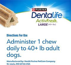 Dentalife Purina Large Breed Dog Dental Chews, ActivFresh Daily Oral Care Large Chews - 21 ct. Pouch