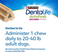 Purina DentaLife Small/Medium Breed Dog Dental Chews; ActivFresh Daily Oral Care Small/Medium Chews - 9 ct. Pouch