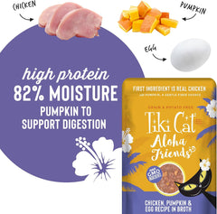 Tiki Cat Aloha Friends, Chicken, Pumpkin & Egg, Grain-Free & High Moisture, Wet Cat Food for All Life Stages