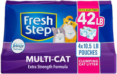 Fresh Step Multi-Cat Extra Strength Scented Clumping Cat Litter with The Power of Febreze, 42 lbs