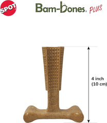 SPOT Bam-Bones Plus T Bone - Bamboo Fiber & Nylon, Durable Long Lasting Dog Chew for Aggressive Chewers – Great Toy forAdult Dogs & Teething Puppies Under 30lbs, Non-Splintering, Chicken Flavor