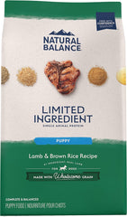 Natural Balance Limited Ingredient Puppy Dry Dog Food with Healthy Grains, Lamb & Brown Rice Recipe