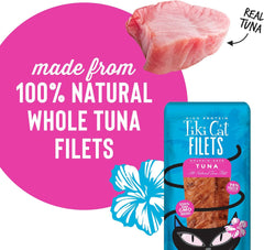 Tiki Cat Filet, All Natural Tuna, Single Ingredient High Moisture Non-GMO Wet Cat Food Topper, for All Life Stages