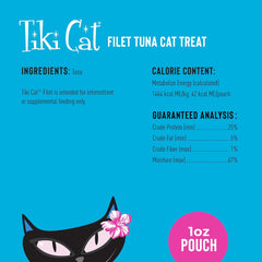 Tiki Cat Filet, All Natural Tuna, Single Ingredient High Moisture Non-GMO Wet Cat Food Topper, for All Life Stages