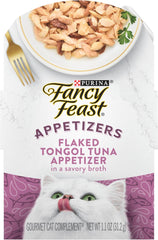 Purina Fancy Feast Appetizers Grain Free Cat Food Flaked Tongol Tuna Appetizer Lickable Cat Food Topper - (Pack of 10) 1.1 oz. Trays