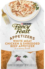 Purina Fancy Feast Appetizers Lickable Grain Free Cat Food Topper White Meat Chicken and Shredded Beef Appetizer - (Pack of 10) 1.1 oz. Trays