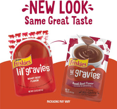 Purina Friskies Lil' Gravies Roast Beef Flavor Cat Food Complement Lickable Cat Treats - (Pack of 16) 1.55 oz. Pouches