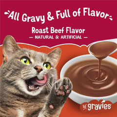 Purina Friskies Lil' Gravies Roast Beef Flavor Cat Food Complement Lickable Cat Treats - (Pack of 16) 1.55 oz. Pouches