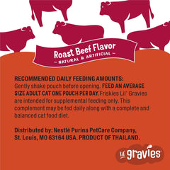 Purina Friskies Lil' Gravies Roast Beef Flavor Cat Food Complement Lickable Cat Treats - (Pack of 16) 1.55 oz. Pouches
