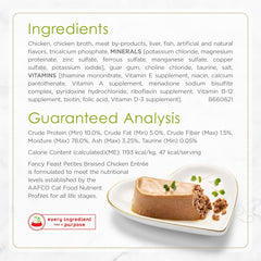 Purina Fancy Feast Petites Gourmet Wet Cat Food Pate, Petites Braised Chicken Entree - (Pack of 12) 2.8 oz. Tubs