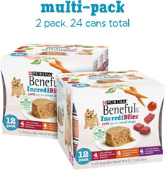 Purina Beneful Small Breed Wet Dog Food Variety Pack, IncrediBites With Real Beef, Chicken and Salmon - (Pack of 30) 3 Oz. Cans