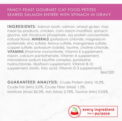 Purina Fancy Feast Gourmet Gravy Wet Cat Food, Petites Seared Salmon With Spinach Entree - (Pack of 12) 2.8 oz. Tubs