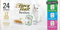Purina Fancy Feast Gourmet Wet Cat Food Variety Pack, Petites Gravy Collection, break-apart tubs, 24 servings - (Pack of 12) 2.8 oz. Tubs