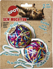 SPOT Ethical Products Sew Much Fun/Yarn Ball Cat Toy / 2.5" / 2Pack, Multicolor
