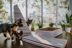 SPOT Ethical Products Corrugated Cardboard Cat Scratcher / 17" Ramp with Cutout/with Catnip and Silver Vine, Multi