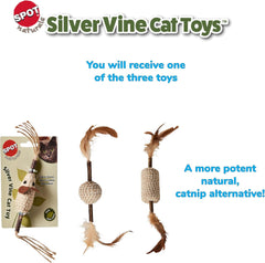 SPOT Naturals Silver Vine Cat Toy – Natural Interactive Enrichment for Cats, Stimulates Play and Reduces Stress, Durable and Safe, Perfect for Indoor Cats and Kittens, Assorted Styles, 1 Piece