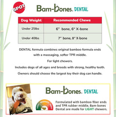 SPOT Bam-Bones Dental X-Bone - Made with Bamboo Fiber and a Massaging Rubber Center to Keep Teeth Clean, Durable Oral Care Dog Chew for Light Chewers & Teething Puppies Under 40lbs, 8in, Apple Flavor