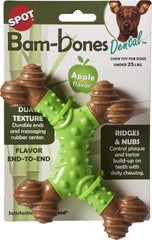 SPOT Bam-Bones Dental X-Bone - Made with Bamboo Fiber and a Massaging Rubber Center to Keep Teeth Clean, Durable Oral Care Dog Chew for Light Chewers & Teething Puppies Under 25lbs, 6in, Apple Flavor