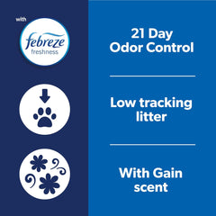 Fresh Step Clean Paws Cat Litter With Febreze Freshness With Febreze Gain Scent, Low-Tracking Clumping Litter With Guaranteed Odor Control, 22.5 lb. Box