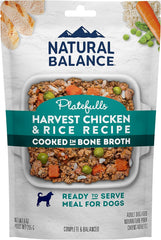 Natural Balance Platefulls Homestyle Adult Wet Dog Food, Harvest Chicken & Rice Recipe Cooked in Bone Broth, 9 Ounce (Pack of 3)