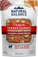 Natural Balance Platefulls Homestyle Adult Grain-Free Wet Dog Food, Tender Carrot, Potato & Beef Recipe Cooked in Bone Broth, 9 Ounce (Pack of 3)