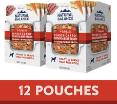 Natural Balance Platefulls Homestyle Adult Grain-Free Wet Dog Food, Tender Carrot, Potato & Beef Recipe Cooked in Bone Broth, 9 Ounce (Pack of 3)