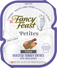 Purina Fancy Feast Gourmet Gravy Wet Cat Food, Petites Turkey & Sweet Potato Entree - (Pack of 12) 2.8 oz. Tubs