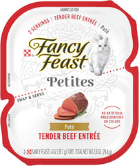 Purina Fancy Feast Gourmet Pate Wet Cat Food, Petites Tender Beef Entree - (Pack of 12) 2.8 oz. Tubs