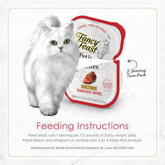 Purina Fancy Feast Gourmet Pate Wet Cat Food, Petites Tender Beef Entree - (Pack of 12) 2.8 oz. Tubs