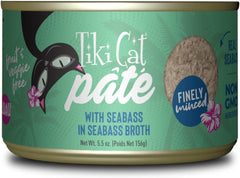 Tiki Cat Luau Pâté, Seabass Recipe in Seabass Consumme, Grain-Free Balanced Nutrition Wet Canned Cat Food, for All Life Stages