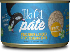 Tiki Cat Luau Pate, Wild Salmon & Chicken Recipe in Salmon Broth, Grain-Free Balanced Nutrition Wet Canned Cat Food, for All Life Stages