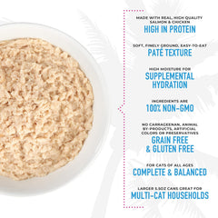 Tiki Cat Luau Pate, Wild Salmon & Chicken Recipe in Salmon Broth, Grain-Free Balanced Nutrition Wet Canned Cat Food, for All Life Stages