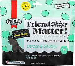 Primal Chicken Jerky Dog Treats Made with Chicken Bone Broth, FriendChips Matter Chewy Dog Treat