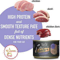 Tiki Cat After Dark Pate+, Chicken & Duck, High-Protein and 100% Non-GMO Ingredients, Wet Cat Food for Adult Cats