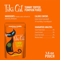 Tiki Cat Born Carnivore Functions Digestion, Pumpkin Recipe Puree, Formulated to Support Healthy Digestion, Mousse Cat Food Topper