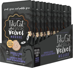 Tiki Cat After Dark, Velvet Mousse, Chicken & Duck Recipe in Chicken Broth, Grain & Potato Free Formula, with High Protein & Nutrient Dense Blended Irresistible Organ Meat