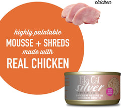iki Cat Silver Comfort Shreds, Chicken Recipe in Chicken Broth, Immune System Support Formulated for Older Cats Aged 11+, Senior Wet Cat Food