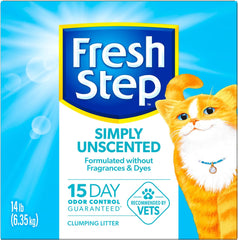 Fresh Step Simply Unscented Clumping Litter, Fresh Step Unscented Cat Litter With Activated Charcoal Technology, 14 lb. Box