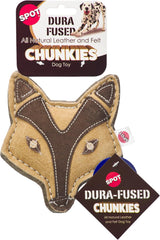 SPOT Dura-Fused Chunkies Fox - All Natural Leather and Felt Dog Toy - No Squeak, No Fluff, Durable, Extra Thick Dog Chew Toy for Aggressive Chewers, Great for Adult Dogs and Teething Puppies, 5in