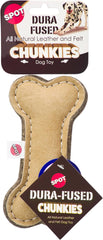 SPOT Dura-Fused Chunkies- Bone - All Natural Leather and Felt Dog Toy- Durable, Long Lasting, Extra Thick Dog Chew Toy for Aggressive Chewers, Great for Adult Dogs and Teething Puppies, 6in
