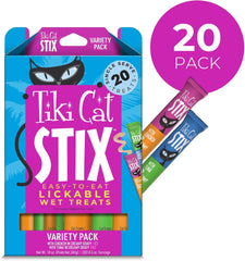 Tiki Cat Stix Mousse Treats, Single Serve Indulgent Lickable Treat or Dry Food Topper, Variety Pack
