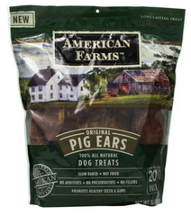 American Farms Pig Ear Bagged – Natural Dog Treats – 38.4 oz (20 Pack)