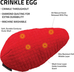 Playology Plush Crinkle Dog Toy -Crinkle Egg - Beef Scented Dog Toy, Engaging, All-Natural, and Interactive Non-Toxic Chew Toys