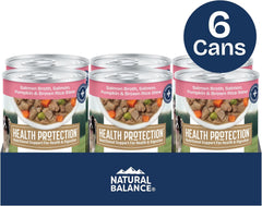 Natural Balance Health Protection Wet Dog Food - Whole Body Health, Easy on Digestion, Salmon Broth, Salmon, Pumpkin & Brown Rice Stew, Digestive Wellness Dog Food, High in Fiber - 12.5oz (Case of 6)