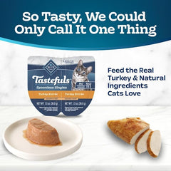 Blue Buffalo Blue Tastefuls Spoonless Singles Turkey Entree Adult Pate Wet Cat Food, 2.6 oz., Case of 10