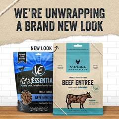 Vital Essentials Freeze Dried Raw Dog Food, Beef Mini Nibs Entree, 14 oz