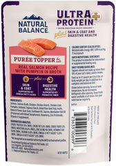 Natural Balance Ultra Protein Plus Wet Cat Food, Skin & Coat and Digestive Health Real Salmon With Pumpkin Puree Topper With Chicken Liver & Chicken Heart, High Protein Cat Food - 2.4 oz. (Pack of 6)