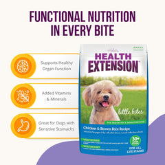 Health Extension Little Bites Dry Dog Food for Small Breeds, Chicken & Brown Rice Recipe, with Probiotics & Superfoods for Digestion & Coat Health, 10 lb bag