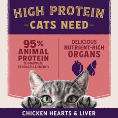 Natural Balance Ultra Protein Plus Wet Cat Food, Skin & Coat and Digestive Health Real Salmon With Pumpkin Puree Topper With Chicken Liver & Chicken Heart, High Protein Cat Food - 2.4 oz. (Pack of 6)